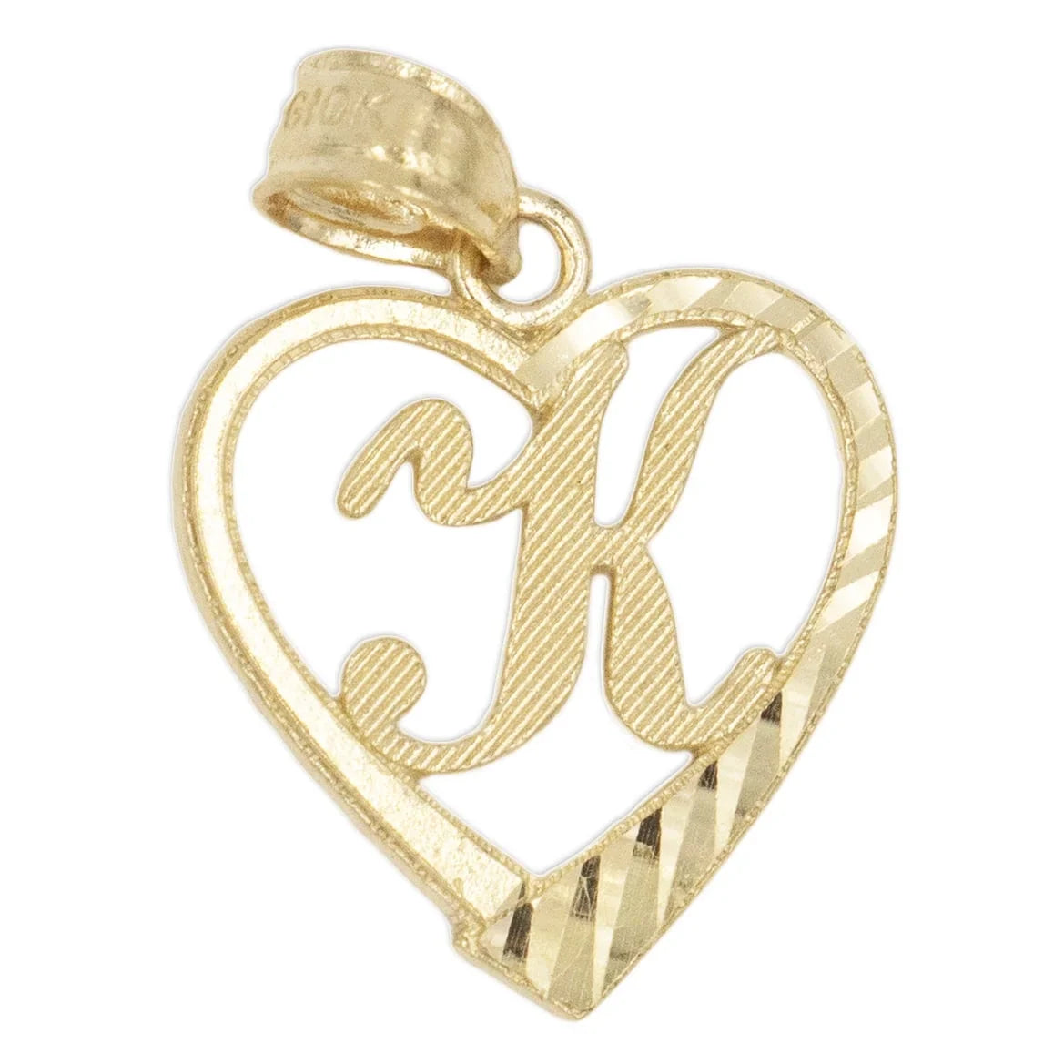 Golden Fire Solid 10k Initial Heart Pendant - Personalized Gifts for Women