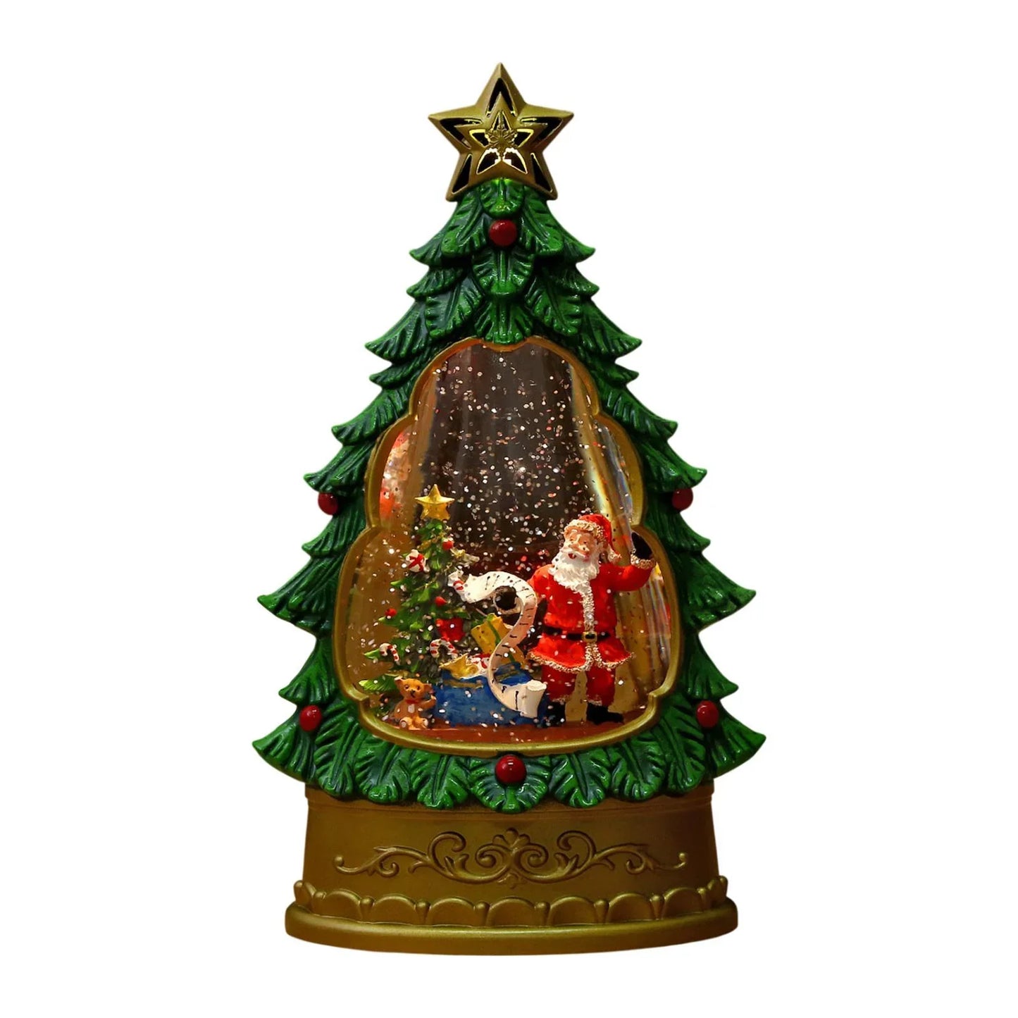Christmas Snow Globe Christmas Ornament Night Light Christmas Tree Music Box Santa and Tree