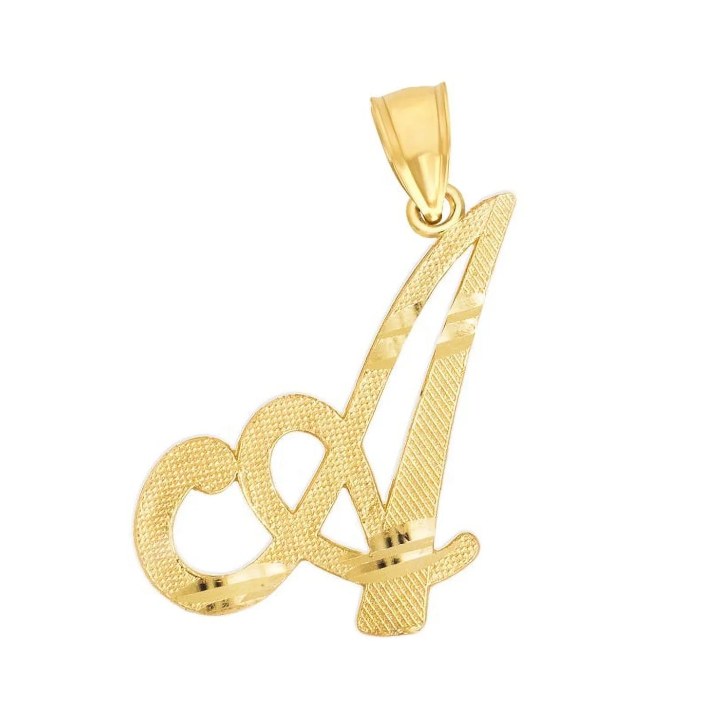 Golden Fire Solid 14k Gold Cursive Initial Pendant - Personalized Jewelry Gifts for Women