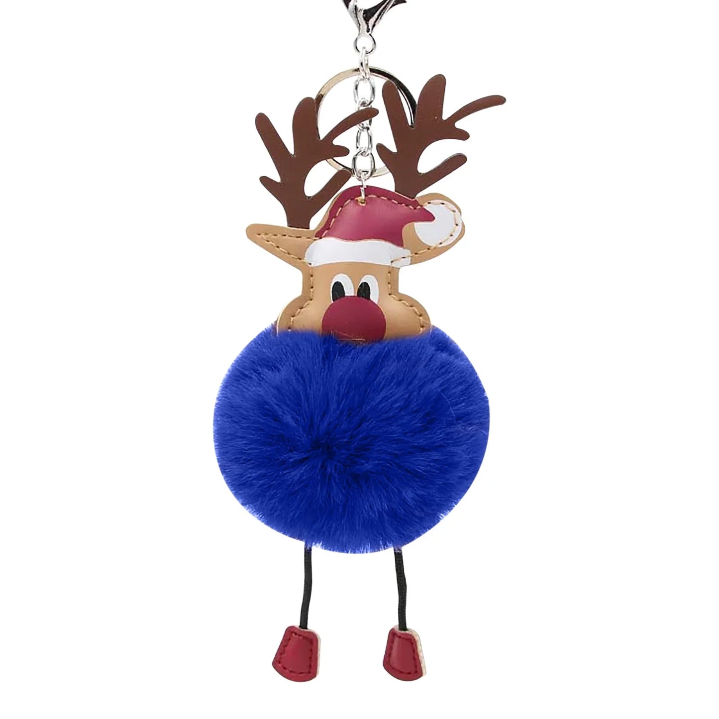 Clearance Christmas Elk Personalized DIY Plush Cartoon Keychain Bag Plush Car Keychain Pendant Christmas Elk Plush Pendant Dark Blue