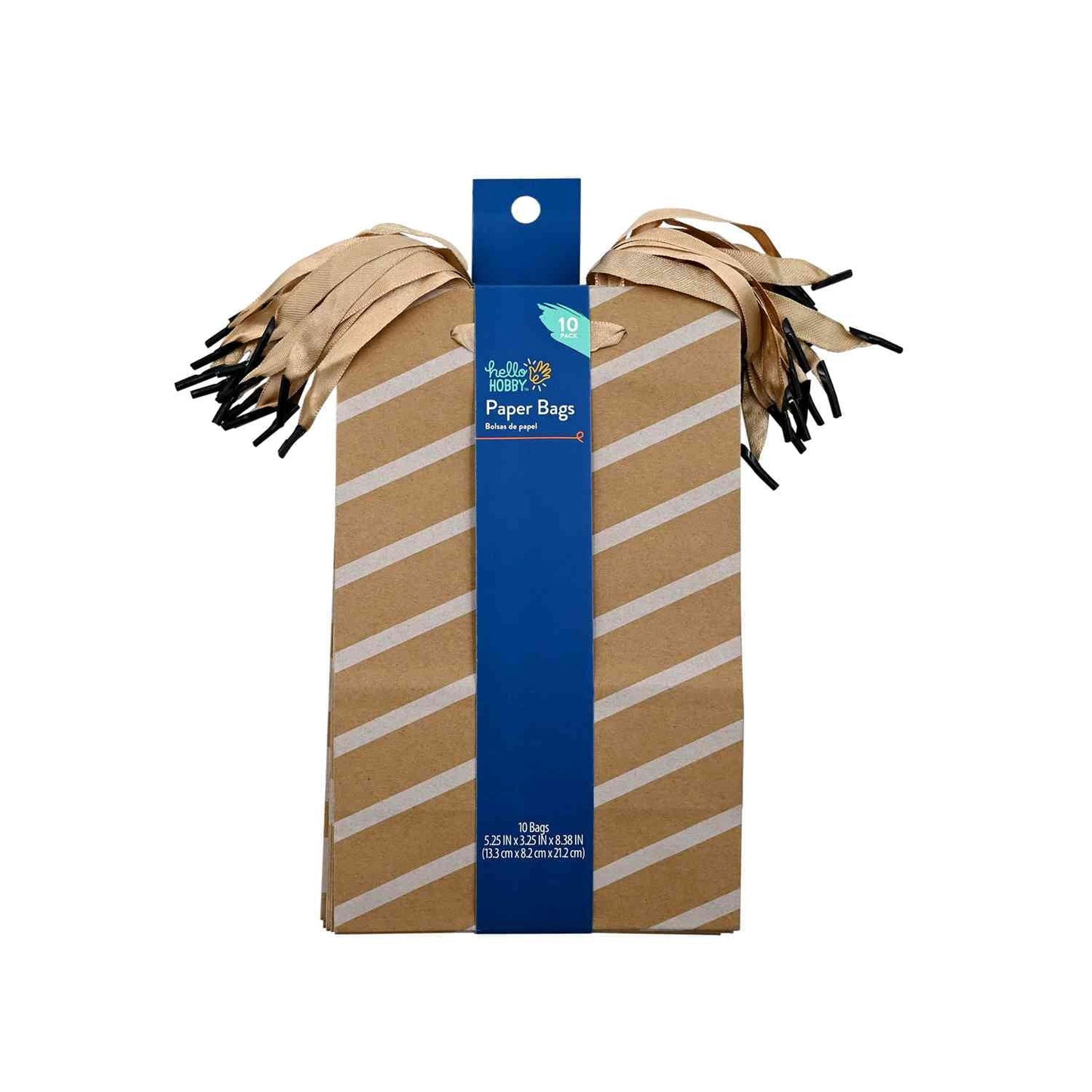 Hello Hobby Small Brown Pattern Paper Bag, 10 Pack