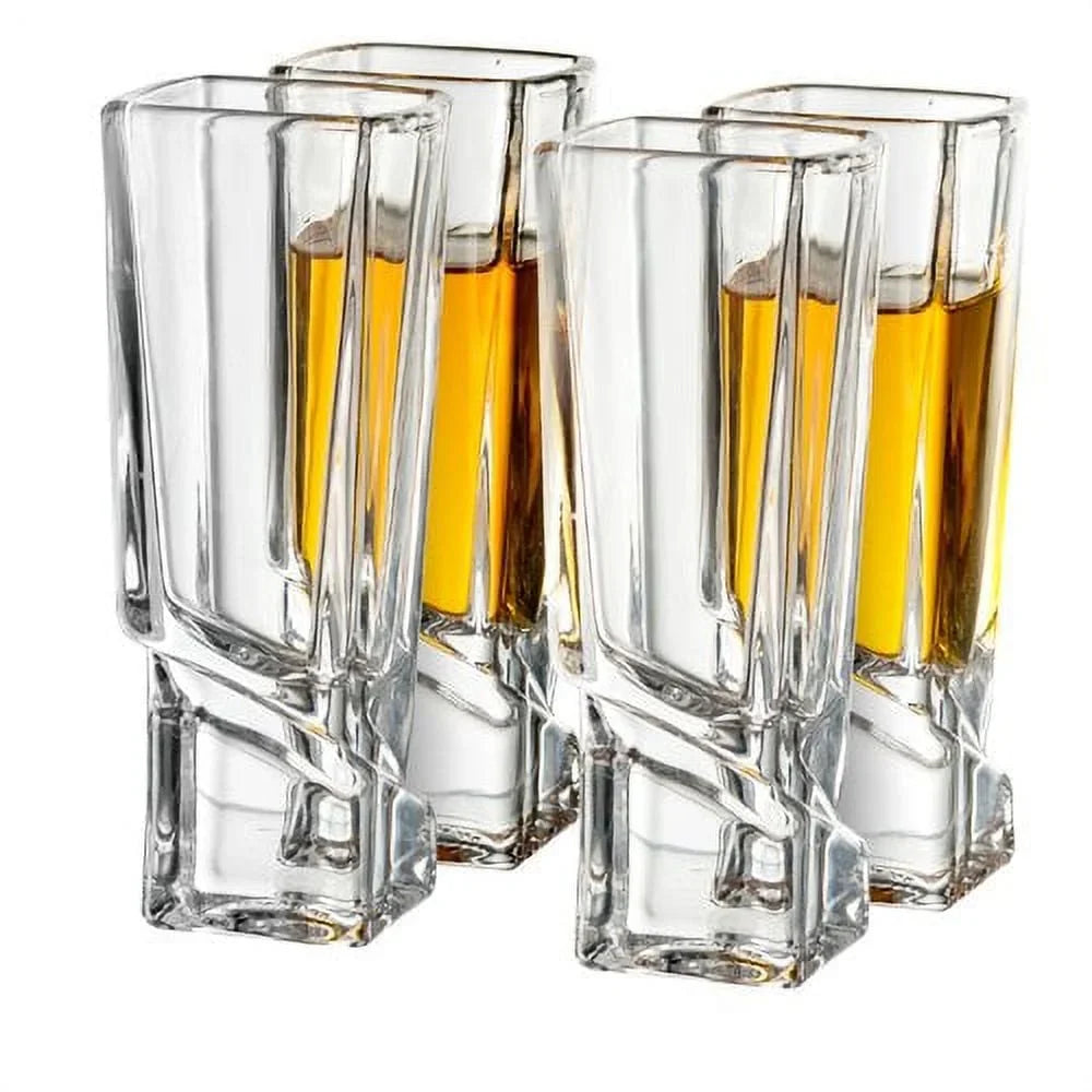 JoyJolt Carre Square Heavy Base Shot Glasses - 1.5 oz - Set of 4 - 1.8 oz