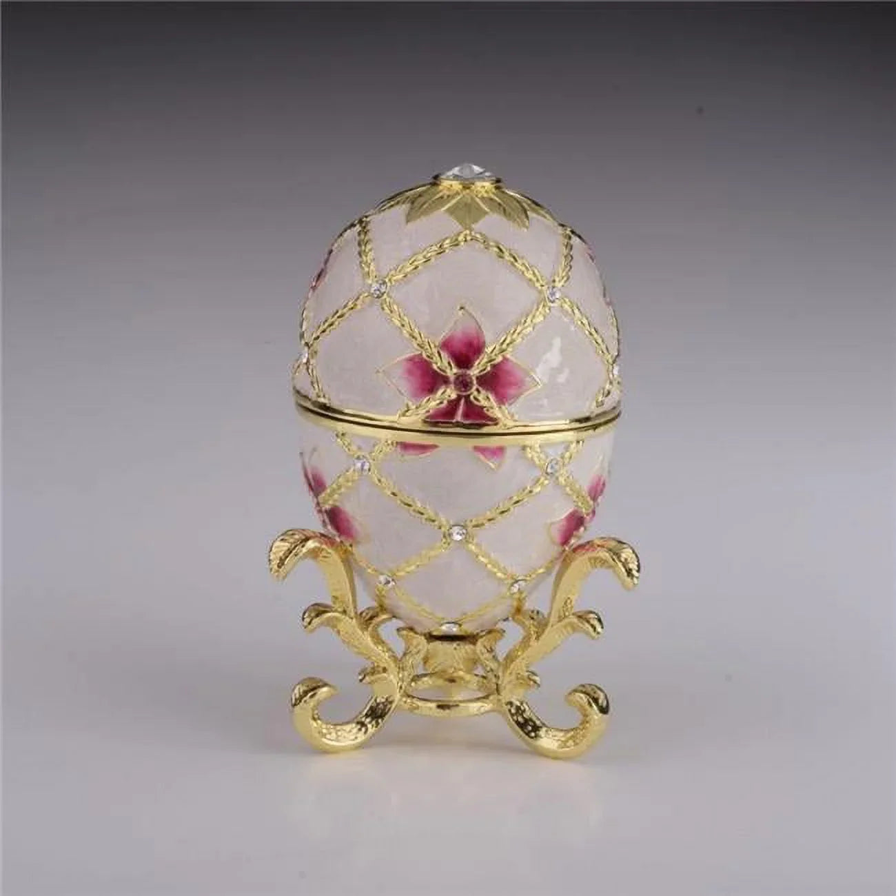 Harp Enamel Painted Trinket Box with Austrian Crystals