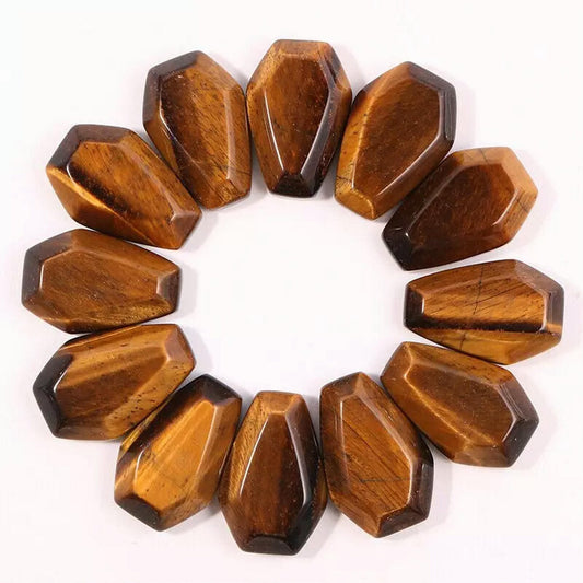 MATROOY 30pcs Natural Hand Carved Healing Crystal Tiger Eye Stone Coffin Stone Crafts