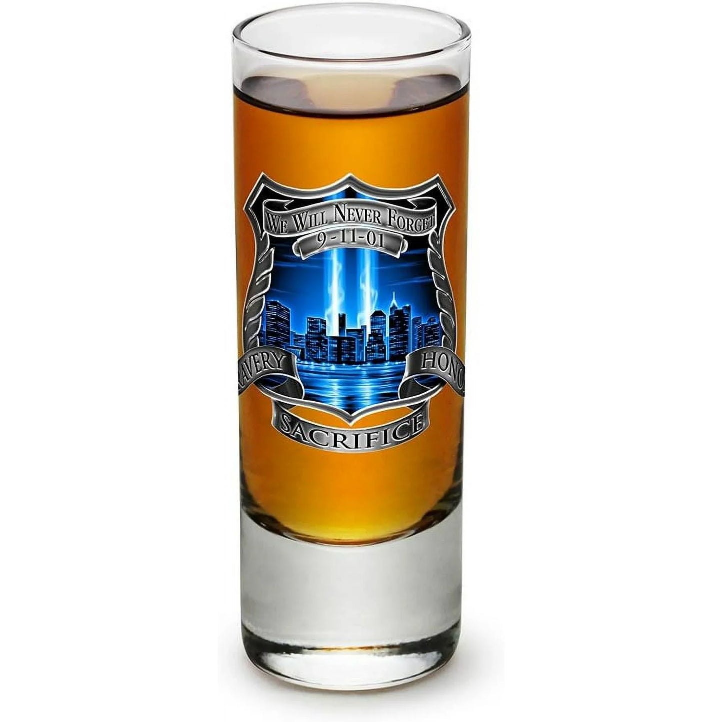 Police Law Enforcement -911 Tribute -Shot Glass Shooter Heavy Base Tall 2 Ounce - Set of 24