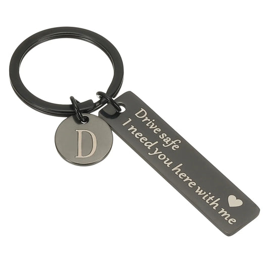 Uxcell Drive Safe Keychain, 1 Set Letter D Keychain I Need You Here with Me Custom Keychain with Gift Box